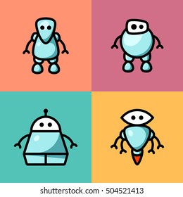 Collection of different cute vector robots (11)