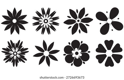 Colección de diferentes íconos de margaritas y flores salvajes