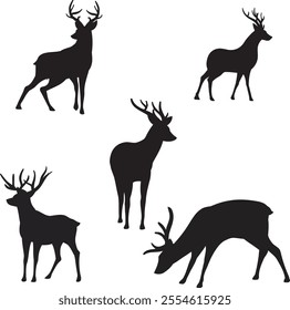 A collection of different deer silhouettes highlighted with creative antler designs, representing the diversity and artistic nature of wildlife.