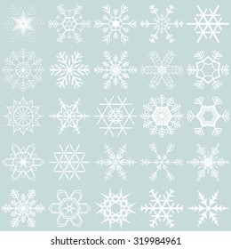 collection of different detailed snow flakes for christmas time