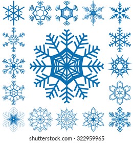 colección de diferentes copos de nieve detallados para la época de Navidad