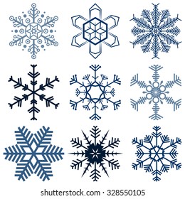 collection of different detailed snow flakes for christmas time