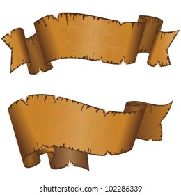 Collection different dirty old ribbon with ragged edge