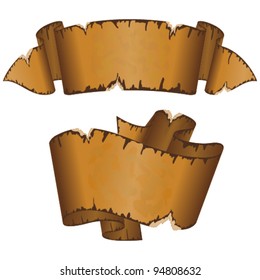 Collection different dirty old ribbon with ragged edge