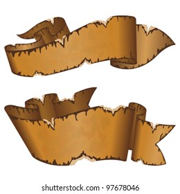 Collection different dirty old ribbon with ragged edge