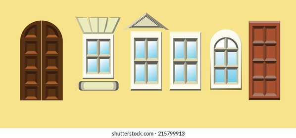 Collection of different doors and windows 