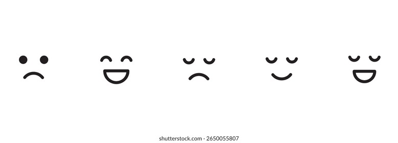 Collection of  different emoji faces showing various emotions isolated on white background Emoji icon set. Characters faces, cute emoticon, mood symbols .  