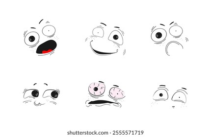 Collection of different emotions. Stickers. Meme. Vector illustration