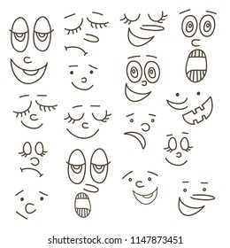 Similar Images, Stock Photos & Vectors of Cartoon face emotions set ...