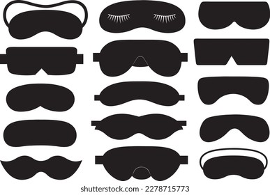 Collection of different eye sleeping masks isolated on white