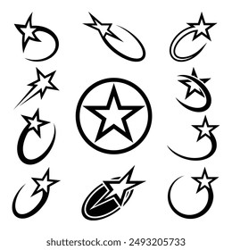 Collection of different flat design star logos