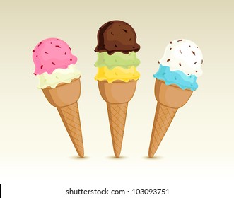 Collection of different flavors ice creams