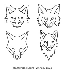 Collection of different fox head outline logos
