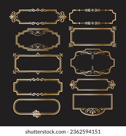 collection of different frames. decorative golden frames bundle. beautiful frames.