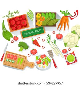 Process Of Chopping Vegetables. Organic Products. Color Illustration  Royalty Free SVG, Cliparts, Vectors, and Stock Illustration. Image  139597937.