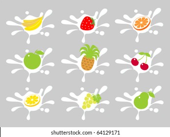 Collection from different fruit in creams