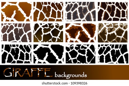 Collection of different giraffe pattern backgrounds