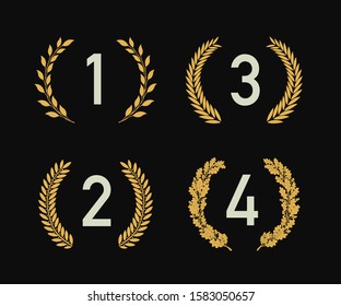 Collection of the different gold silhouette wreaths, depicting an award. Vector design template.