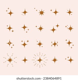 Collection of different gold sparkles icons.