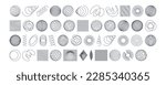 Collection of different graphic elements for design. Spheres with twist lines.  Abstract background with wavy lines. Dynamic effect. Hand drawn style. 3d vector illustration for science or technology.