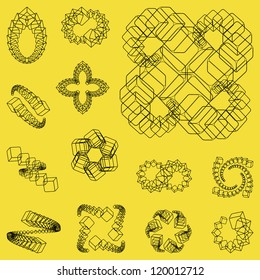 Collection of different graphic elements for design.