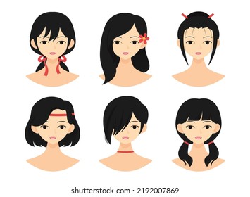 Collection Of Different Hair Syle With Hair Accessories For Young Ladies With Flat Style