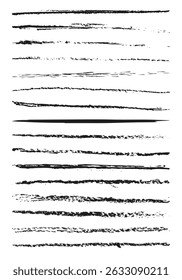 Collection of different Hand drawn black color cayron strokes isolated on white background. Collection of hand drawn templates. Can be used and edit easily. Perfect for digital art, banners. EPS 10