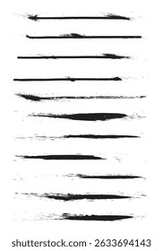Collection of different Hand drawn black color ink strokes isolated on white background. Collection of hand drawn templates. Can be used and edit easily. Perfect for digital art, banners. EPS 10