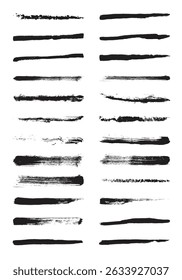Collection of different Hand drawn black dry marker chalk strokes isolated on white background. Collection of hand drawn templates. Can be used and edit easily. Perfect for digital art, banners.EPS 10