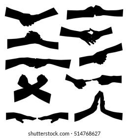 Collection of different handshake silhouette. 
