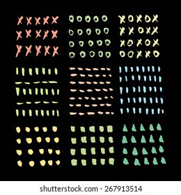 Collection of different homemade textures made by marker. Hand Drawn textures made with ink. Abstract Geometric Patterns.