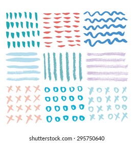 Collection of different homemade textures made by marker. Hand Drawn textures made with ink. Abstract Geometric Patterns.