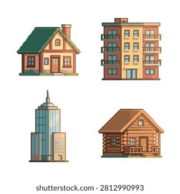 Collection of different house and building styles
