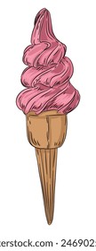 Colección de diferentes helados. Vector dibujado a mano ilustración de helado en estilo grabado vintage. Postre, dulces, diseño de menú, restaurante, tienda, heladería.
