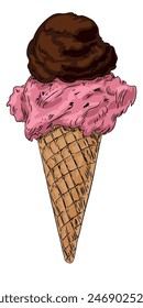 Kollektion von verschiedenen Eiscreme. Vektorgrafik Hand gezeichnete Eiscreme-Illustration in Vintage graviert Stil. Dessert, Süßigkeiten, Menü-Design, Restaurant, Shop, Gelaterie.