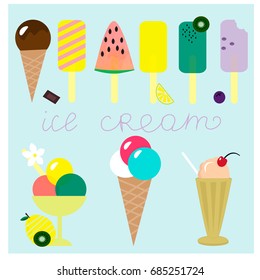 Collection with different ice-cream