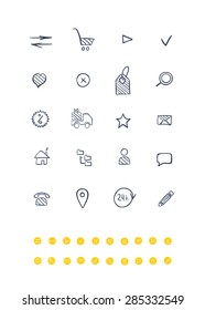 Collection of different icons for store. Vector illustration. Set of painting web icons