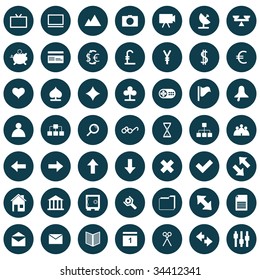 Collection of different icons for using in web design.