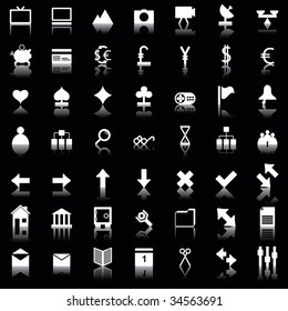 Collection of different icons for using in web design.