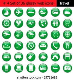 Collection of different icons for using in web design. Set #4. Travel.