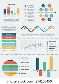 Collection of different infographics elements for business growth data presentation. 