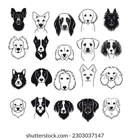 Collection of different kind of dogs black and white