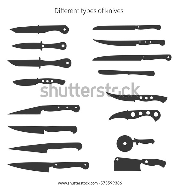 Collection Different Knives Flat Simple Vector Stock Vector (royalty 