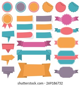 Collection of different labels, banners and ribbons, vector eps10 illustration