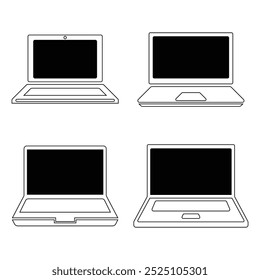 Collection of different laptop outline icons