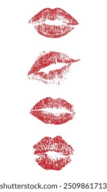 Collection of different lip prints. Vector illustration