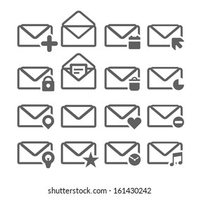Collection of different mailing web icons isolated on white