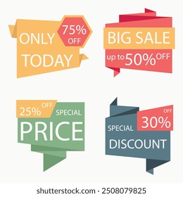 colección de diferentes etiquetas de marketing 