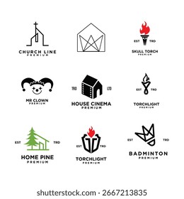 Colección de diferentes Plantillas minimalistas de logotipos para la identidad de marca de la empresa. Los emblemas de Vector ofrecen diseños modernos y elegantes ideales para varios sectores comerciales.