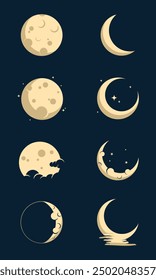 collection of different moon illustrations